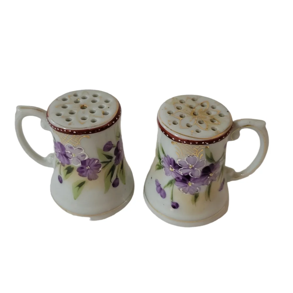 Vintage Handpainted Porcelain Salt Pepper Shaker Set
